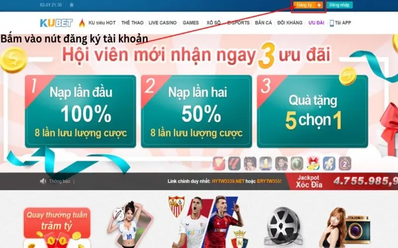  Bạn truy cập vào trang chủ chính thức của Kubet 