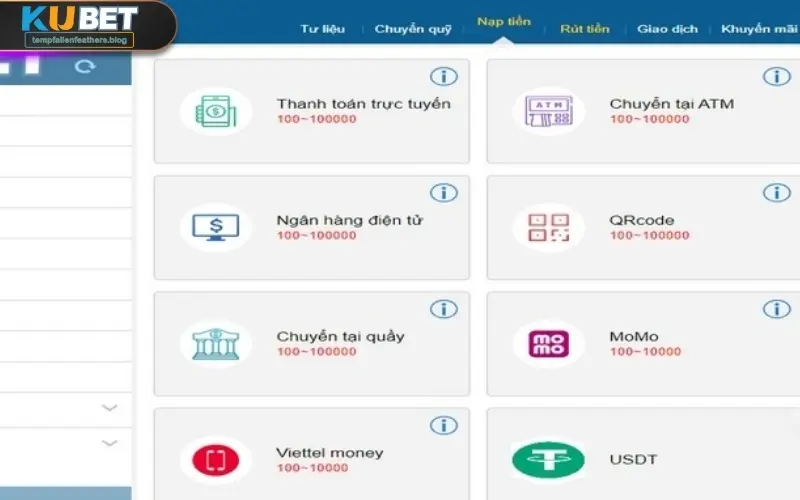 Nạp tiền kubet qua ví điện tử nhanh gọn